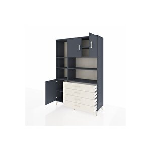 Hyperion Dolap 8 Raflı 4 Çekmeceli 3 Kapaklı 132x44x195 Antrasit-antrasit/aytaşı