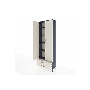 Arges Dolap 5 Raflı 2 Çekmeceli 2 Kapaklı 88x30x243 Antrasit-aytaşı