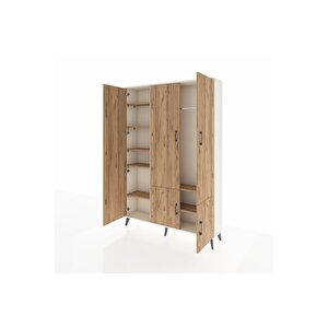 Arges Gardrop 7 Raflı 5 Kapaklı Tek Askılı 132x30x195 Aytaşı-çam