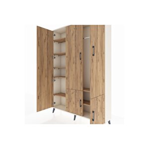 Arges Gardrop 7 Raflı 5 Kapaklı Tek Askılı 132x30x195 Aytaşı-çam