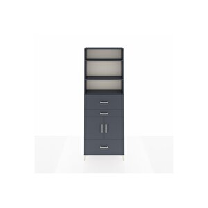 Arges Dolap 4 Raflı 3 Çekmeceli 2 Kapaklı 88x30x243 Antrasit-antrasit
