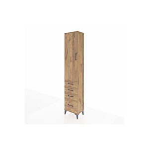 Arges Dolap 3 Raflı 4 Çekmeceli Tek Kapaklı 44x30x221 Çam-çam