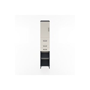 Hyperion Dolap 3 Raflı 3 Çekmeceli Tek Kapaklı 44x44x221 Antrasit-aytaşı