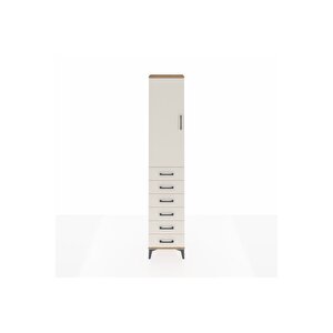 Arges Dolap 3 Raflı 6 Çekmeceli Tek Kapaklı 44x30x221 Çam-aytaşı