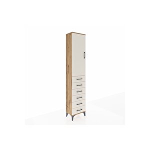 Arges Dolap 3 Raflı 6 Çekmeceli Tek Kapaklı 44x30x221 Çam-aytaşı