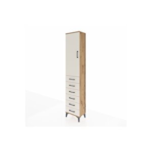 Arges Dolap 3 Raflı 6 Çekmeceli Tek Kapaklı 44x30x221 Çam-aytaşı