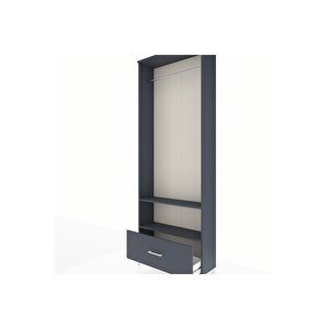 Arges Dolap 2 Raflı Tek Çekmeceli Tek Askılı 88x30x243 Antrasit-antrasit