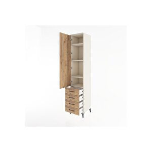 Hyperion Dolap 4 Raflı 4 Çekmeceli Tek Kapaklı 44x44x221 Aytaşı-çam
