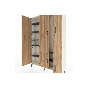 Arges Dolap 7 Raflı 5 Kapaklı Tek Askılı 132x30x195 Aytaşı-çam/antrasit