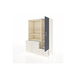 Kronos Dolap 7 Raflı 6 Çekmeceli Tek Kapaklı  132x59x195 Aytaşı-antrasit/aytaşı