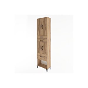 Arges Dolap 4 Raflı 3 Çekmeceli 4 Kapaklı 60x30x243 Çam-çam