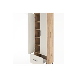 Hyperion Dolap 5 Raflı Tek Çekmeceli 2 Kapaklı 60x44x195 Çam-aytaşı