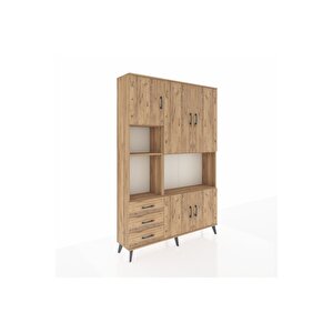 Arges Gardrop 9 Raflı 3 Çekmeceli 5 Kapaklı 132x30x195 Çam-çam