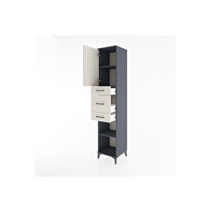 Hyperion Dolap 3 Raflı 3 Çekmeceli Tek Kapaklı 44x44x221 Antrasit-aytaşı