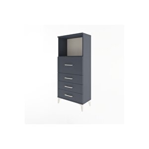 Arges Dolap Tek Raflı 4 Çekmeceli 60x30x134 Antrasit-antrasit