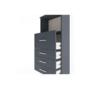 Arges Dolap Tek Raflı 4 Çekmeceli 60x30x134 Antrasit-antrasit