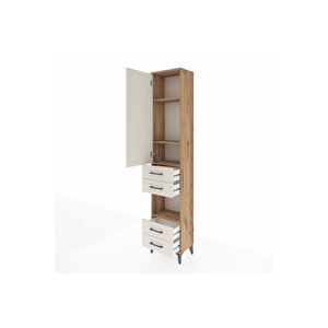 Arges Dolap 4 Raflı 4 Çekmeceli Tek Kapaklı 44x30x221 Çam-aytaşı