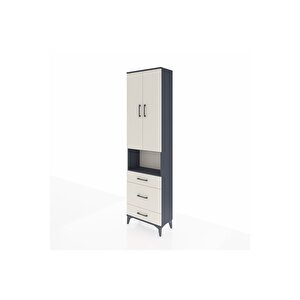 Arges Dolap 4 Raflı 3 Çekmeceli Tek Askılı 60x30x221 Antrasit-aytaşı