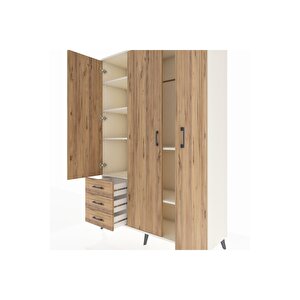 Hyperion Gardrop 6 Raflı 3 Çekmeceli Tek Askılı 132x44x195 Aytaşı-çam