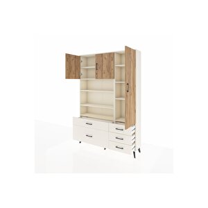 Arges Dolap 9 Raflı 5 Çekmeceli 3 Kapaklı 132x30x195 Aytaşı-çam/aytaşı