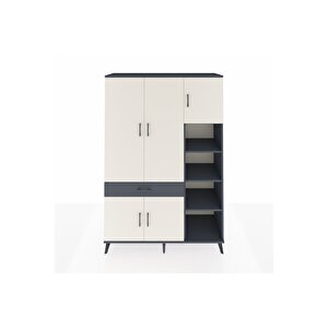 Hyperion Dolap 10 Raflı Tek Çekmeceli 5 Kapaklı 132x44x195 Antrasit-aytaşı/antrasit