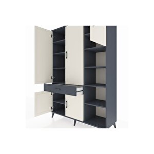 Hyperion Dolap 10 Raflı Tek Çekmeceli 5 Kapaklı 132x44x195 Antrasit-aytaşı/antrasit