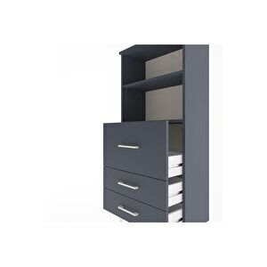 Arges Dolap 2 Raflı 3 Çekmeceli 60x30x134 Antrasit-antrasit