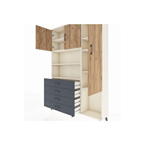 Arges Dolap 8 Raflı 4 Çekmeceli 3 Kapaklı 132x30x195 Aytaşı-çam/antrasit