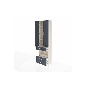 Arges Dolap 4 Raflı 3 Çekmeceli 2 Kapaklı 60x30x221 Aytaşı-antrasit