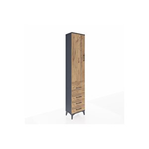 Arges Dolap 3 Raflı 4 Çekmeceli Tek Kapaklı 44x30x221 Antrasit-çam