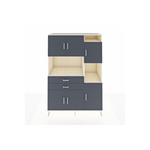 Kronos Dolap 9 Raflı 2 Çekmeceli 6 Kapaklı 132x59x195 Aytaşı-antrasit/antrasit