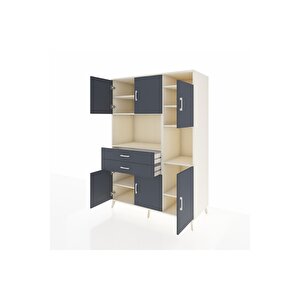 Kronos Dolap 9 Raflı 2 Çekmeceli 6 Kapaklı 132x59x195 Aytaşı-antrasit/antrasit