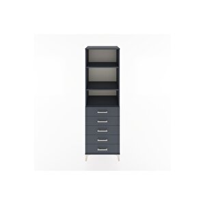 Hyperion Dolap 3 Raflı 5 Çekmeceli 60x44x195 Antrasit-antrasit