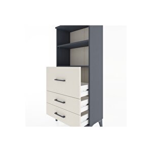 Hyperion Dolap 2 Raflı 3 Çekmeceli 60x44x134 Antrasit-aytaşı