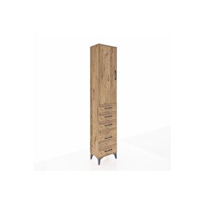 Arges Dolap 3 Raflı 5 Çekmeceli Tek Kapaklı 44x30x221 Çam-çam