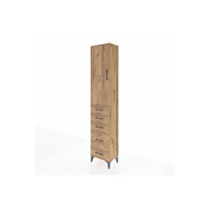 Arges Dolap 3 Raflı 5 Çekmeceli Tek Kapaklı 44x30x221 Çam-çam