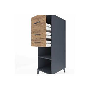 Kronos Dolap Tek Raflı 3 Çekmeceli 44x59x134 Antrasit-çam