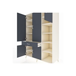 Kronos Dolap 10 Raflı Tek Çekmeceli 5 Kapaklı 132x59x195 Aytaşı-antrasit/antrasit