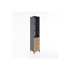 Hyperion Dolap 3 Raflı 3 Çekmeceli 44x44x221 Antrasit-çam