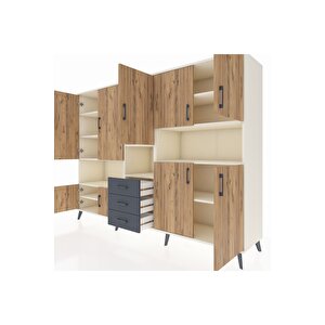 Hyperion Dolap 13 Raflı 3 Çekmeceli 9 Kapaklı 220x44x163 Aytaşı-çam/antrasit