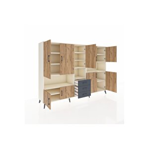 Hyperion Dolap 13 Raflı 3 Çekmeceli 9 Kapaklı 220x44x163 Aytaşı-çam/antrasit