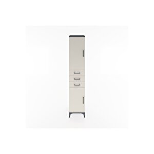 Hyperion Dolap 4 Raflı 3 Çekmeceli 2 Kapaklı 44x44x221 Antrasit-aytaşı