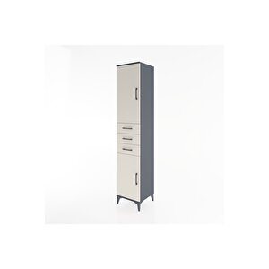 Hyperion Dolap 4 Raflı 3 Çekmeceli 2 Kapaklı 44x44x221 Antrasit-aytaşı