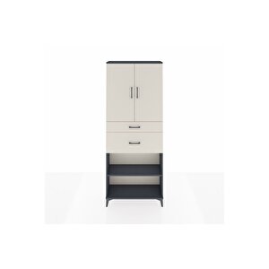Arges Dolap 4 Raflı 2 Çekmeceli 2 Kapaklı 88x30x221 Antrasit-aytaşı