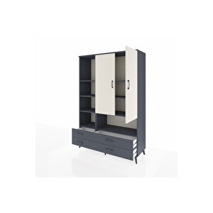 Hyperion Dolap 8 Raflı 4 Çekmeceli 2 Kapaklı 132x44x195 Antrasit-aytaşı/antrasit