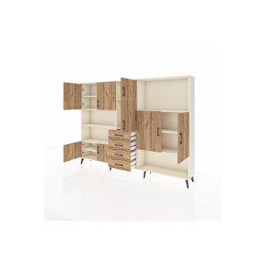 Arges Dolap 10 Raflı 4 Çekmeceli 8 Kapaklı 220x30x163 Aytaşı-çam