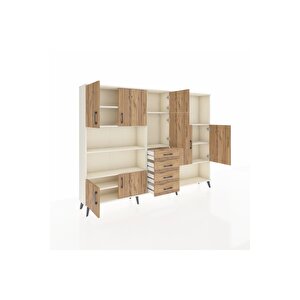 Arges Dolap 10 Raflı 4 Çekmeceli 8 Kapaklı 220x30x163 Aytaşı-çam