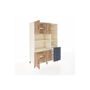 Kronos Dolap 9 Raflı 4 Çekmeceli 4 Kapaklı 132x59x195 Aytaşı-çam/antrasit