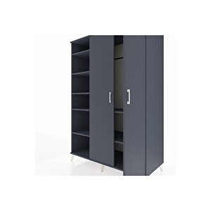 Kronos Dolap 7 Raflı 2 Kapaklı Tek Askılı 132x59x195 Antrasit-antrasit/antrasit