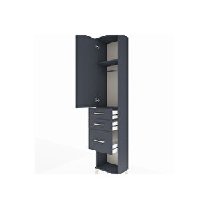 Arges Dolap 2 Raflı 3 Çekmeceli Tek Askılı 44x30x221 Antrasit-antrasit